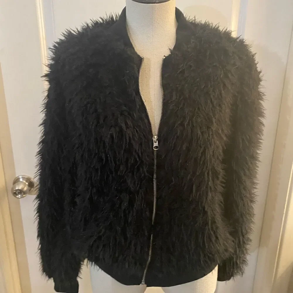 NWT Xhilaration Faux Fur Jacket sz Med Black